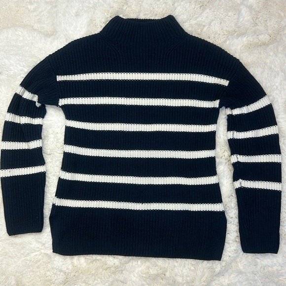 Banana Republic Women’s Navy White Striped Mock Neck Pullover Sweater Size XS - Picture 1 of 8